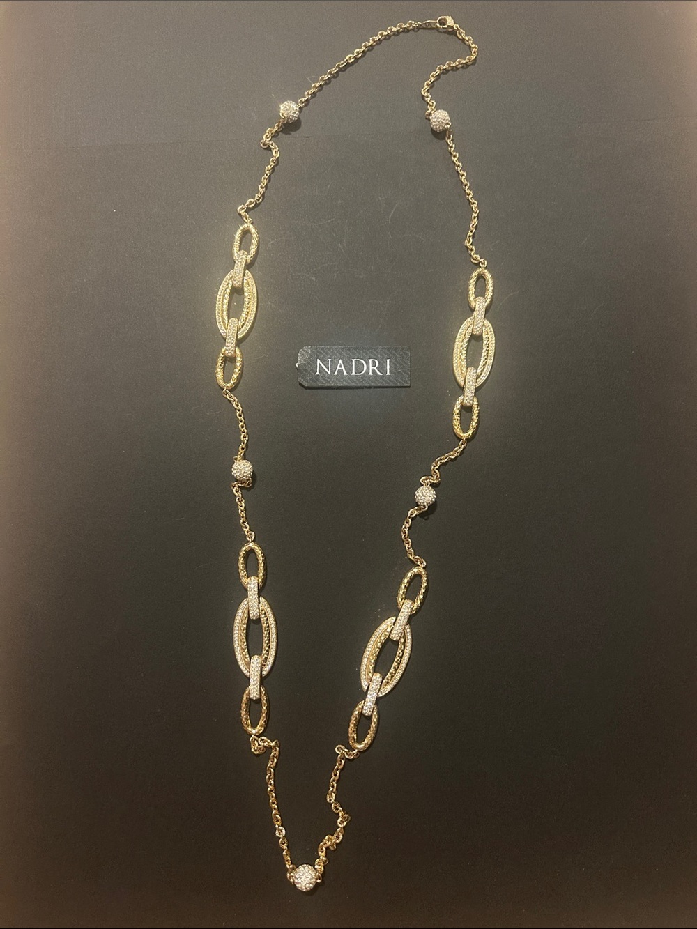 Nadri 18K Gold Plated Multi Shape CZ Extra Long Station Necklace
